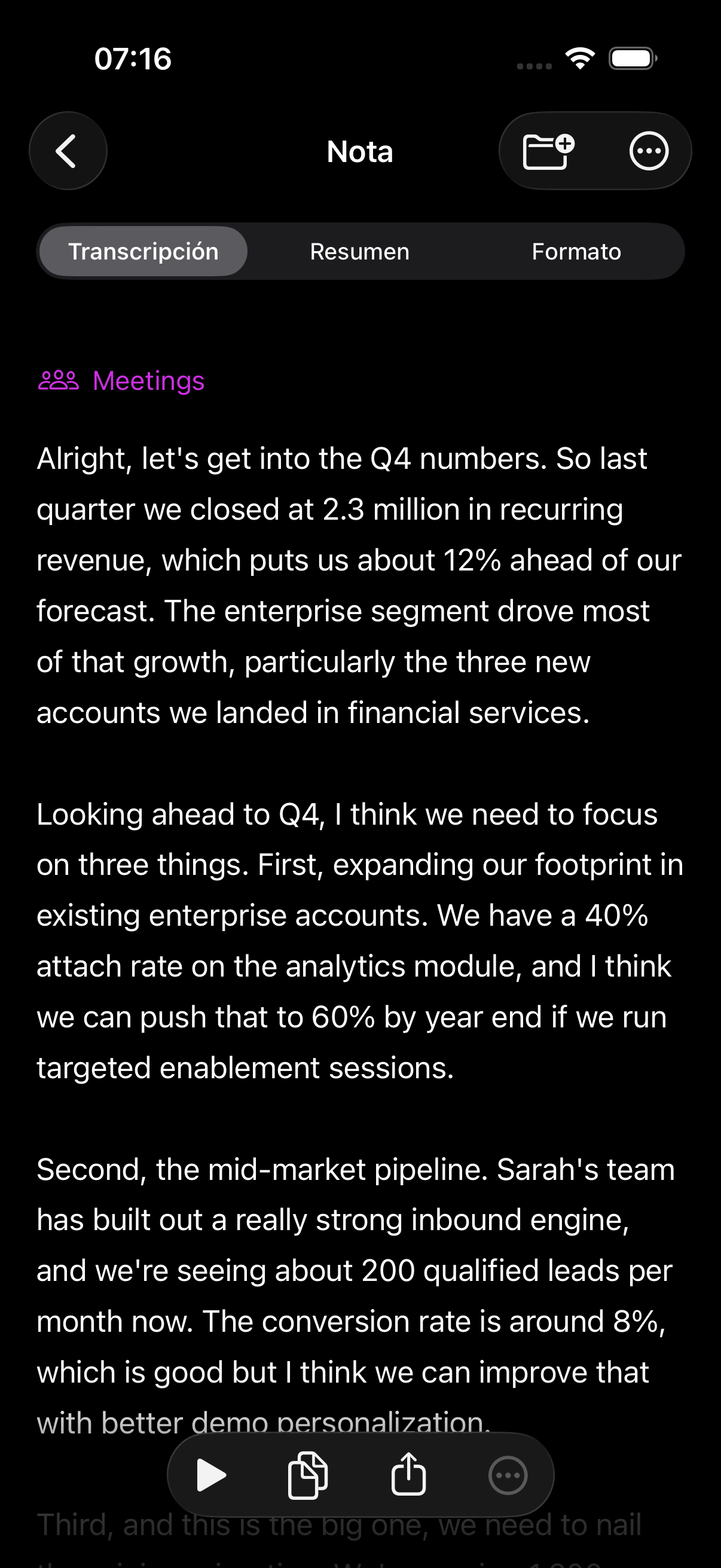 Detailed transcription with speaker identification